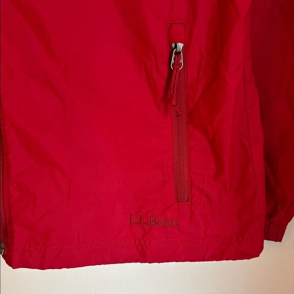 L.L. Bean Windbreaker Rain Light Jacket Hooded red Nylon Women's Size Small EUC - Picture 4 of 7
